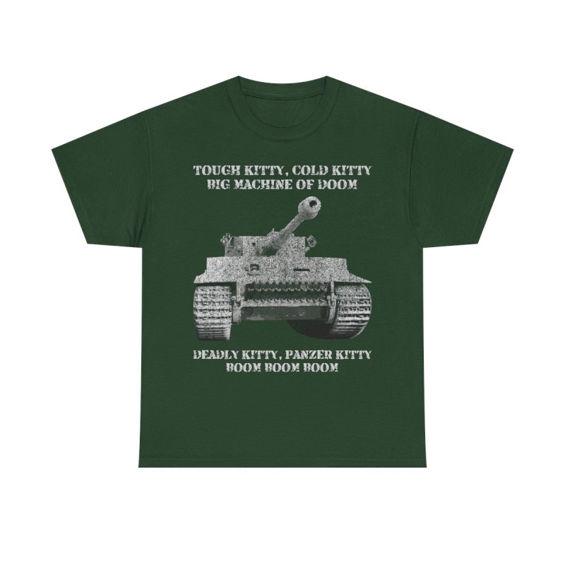 Tough Kitty Panzer Tank T-Shirt | Funny Tiger Tank Meme World War II History Buff Gift