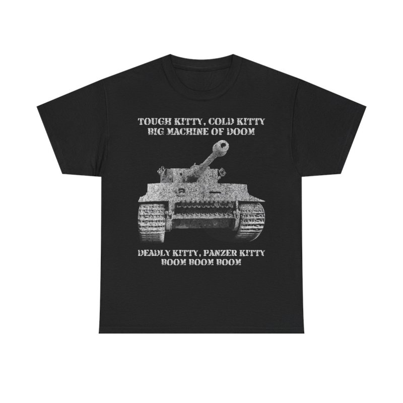 Tough Kitty Panzer Tank T-Shirt | Funny Tiger Tank Meme World War II History Buff Gift