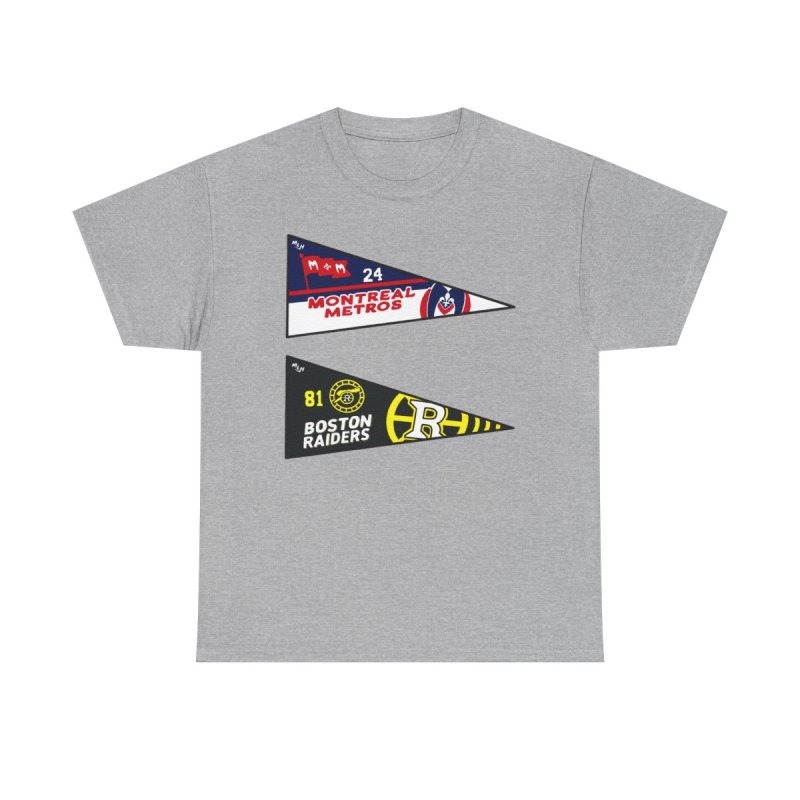 Hollanov Team Pennants T-Shirt | Heated Rivalry Romance Fan Apparel | Montreal Metros & Boston Raiders Hockey Tee
