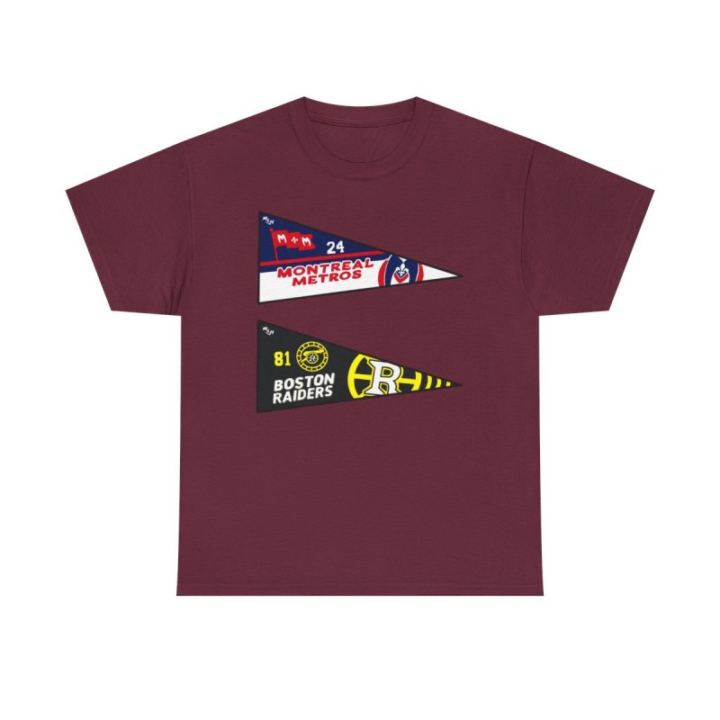 Hollanov Team Pennants T-Shirt | Heated Rivalry Romance Fan Apparel | Montreal Metros & Boston Raiders Hockey Tee