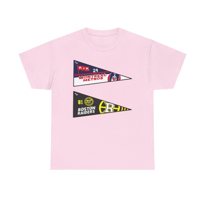 Hollanov Team Pennants T-Shirt | Heated Rivalry Romance Fan Apparel | Montreal Metros & Boston Raiders Hockey Tee