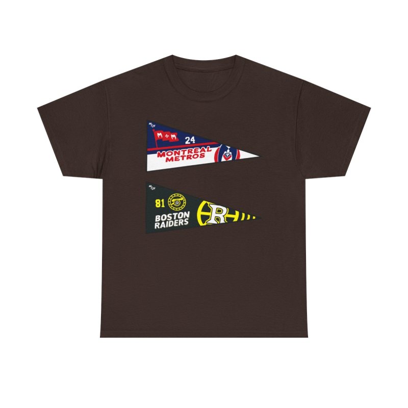 Hollanov Team Pennants T-Shirt | Heated Rivalry Romance Fan Apparel | Montreal Metros & Boston Raiders Hockey Tee