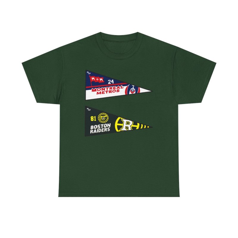 Hollanov Team Pennants T-Shirt | Heated Rivalry Romance Fan Apparel | Montreal Metros & Boston Raiders Hockey Tee