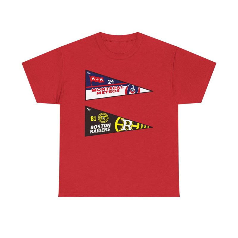Hollanov Team Pennants T-Shirt | Heated Rivalry Romance Fan Apparel | Montreal Metros & Boston Raiders Hockey Tee