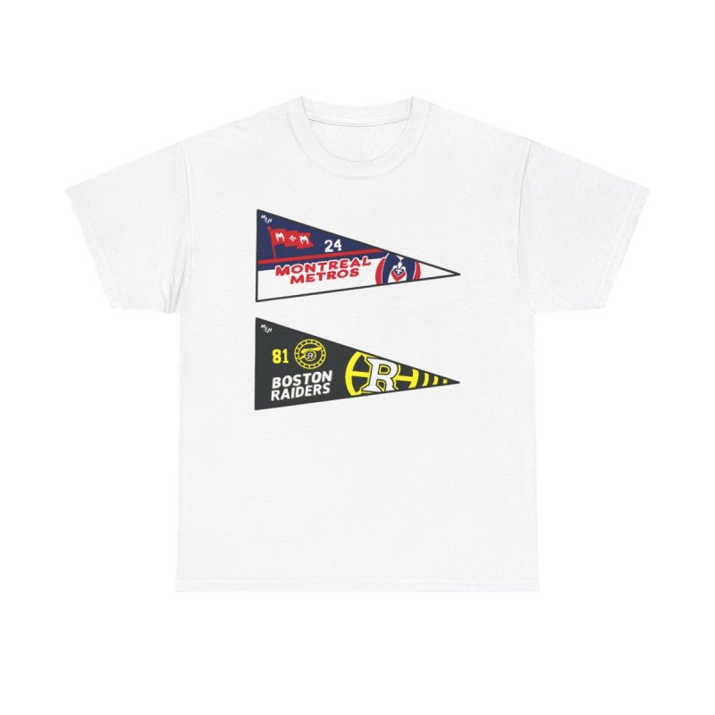 Hollanov Team Pennants T-Shirt | Heated Rivalry Romance Fan Apparel | Montreal Metros & Boston Raiders Hockey Tee