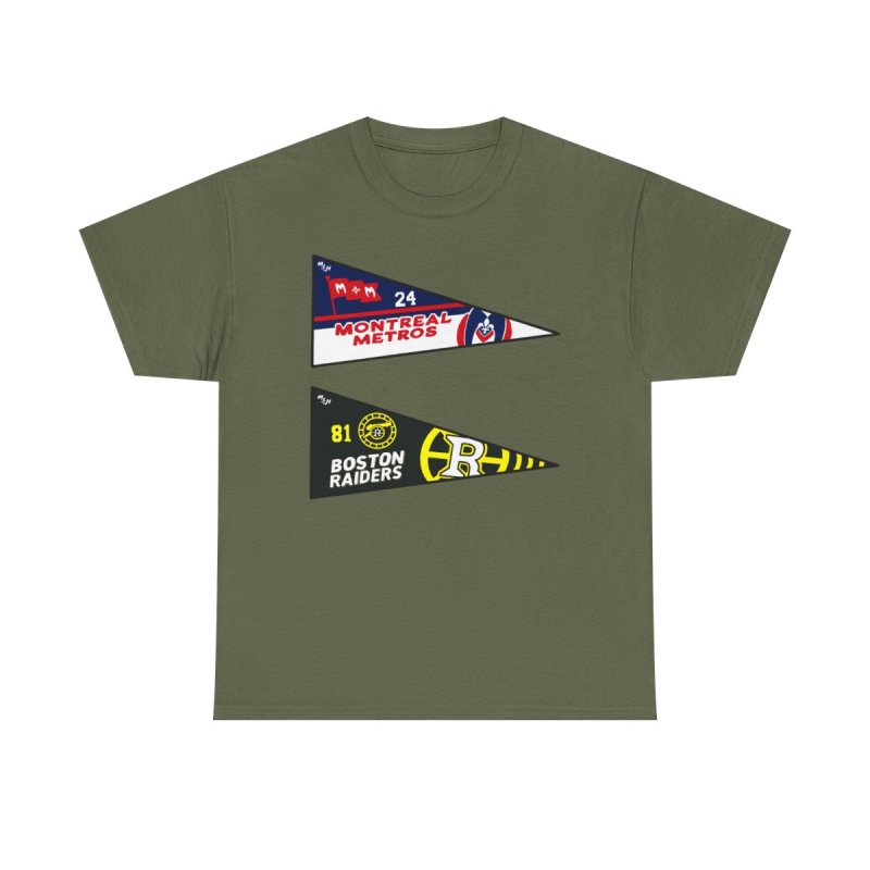 Hollanov Team Pennants T-Shirt | Heated Rivalry Romance Fan Apparel | Montreal Metros & Boston Raiders Hockey Tee