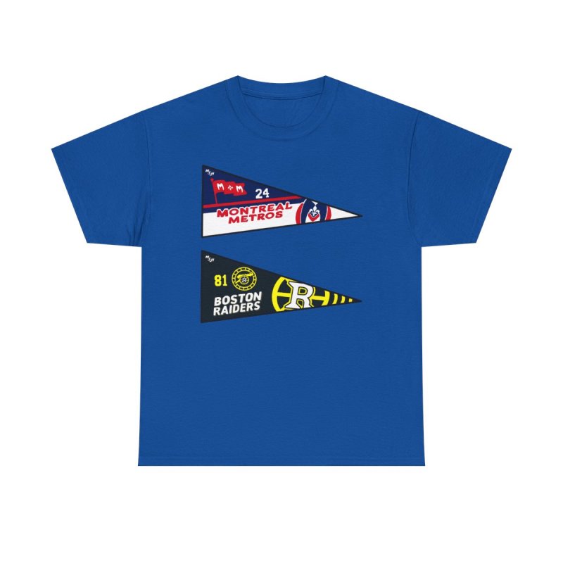 Hollanov Team Pennants T-Shirt | Heated Rivalry Romance Fan Apparel | Montreal Metros & Boston Raiders Hockey Tee