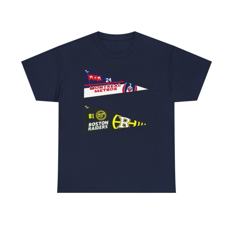 Hollanov Team Pennants T-Shirt | Heated Rivalry Romance Fan Apparel | Montreal Metros & Boston Raiders Hockey Tee