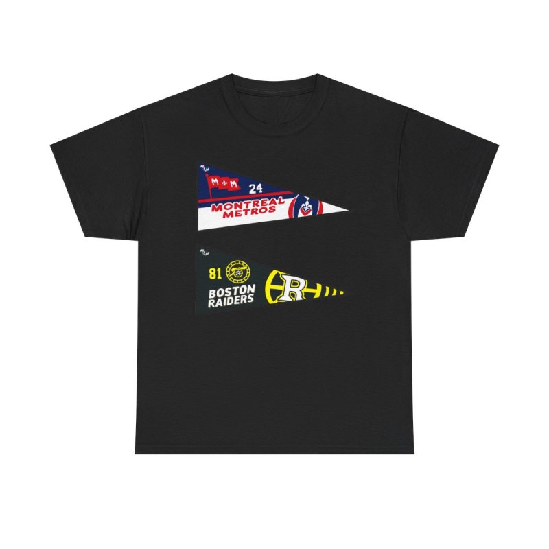 Hollanov Team Pennants T-Shirt | Heated Rivalry Romance Fan Apparel | Montreal Metros & Boston Raiders Hockey Tee