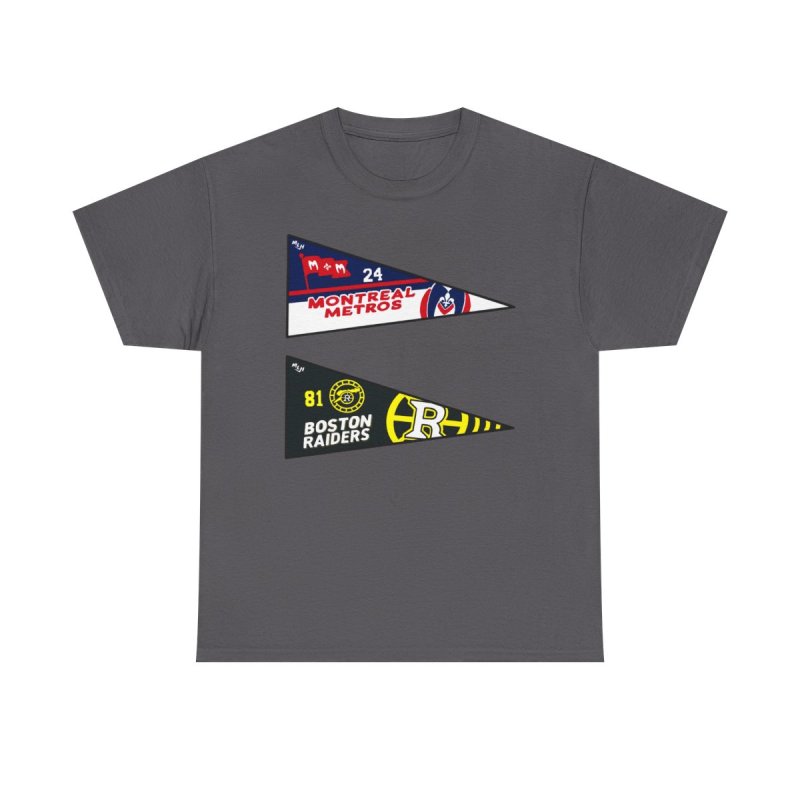 Hollanov Team Pennants T-Shirt | Heated Rivalry Romance Fan Apparel | Montreal Metros & Boston Raiders Hockey Tee