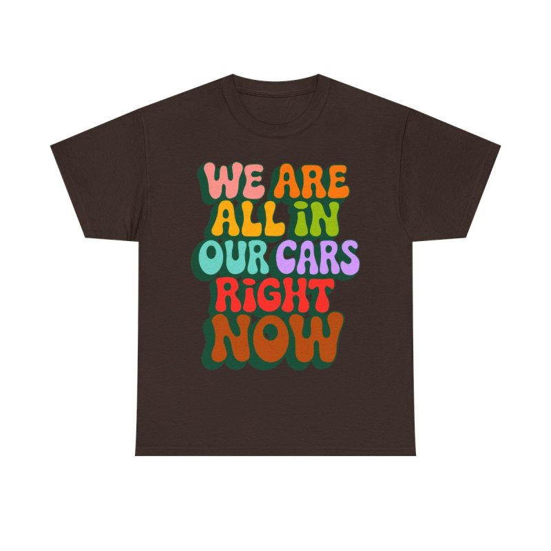 We Are All In Our Cars Right Now TikTok Meme | Vintage Groovy Wavy Text Graphic T-Shirt