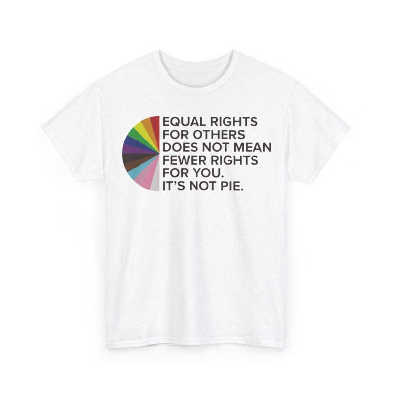 Equal Rights LGBTQIA+ Pride Awareness Inclusivity Ally | Progress Pride Rainbow Graphic T-Shirt | It's Not Pie Social Justice Advocacy Apparel