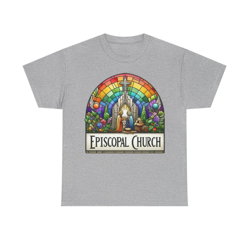 Episcopal Church Stained Glass | Vintage Rainbow Cathedral Window Graphic T-Shirt