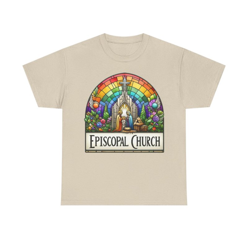 Episcopal Church Stained Glass | Vintage Rainbow Cathedral Window Graphic T-Shirt