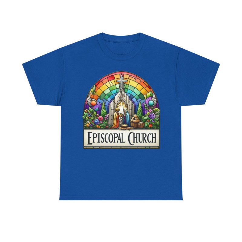 Episcopal Church Stained Glass | Vintage Rainbow Cathedral Window Graphic T-Shirt