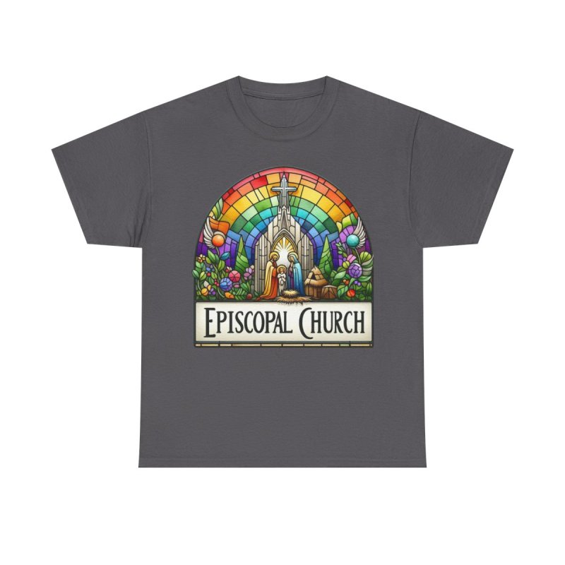Episcopal Church Stained Glass | Vintage Rainbow Cathedral Window Graphic T-Shirt