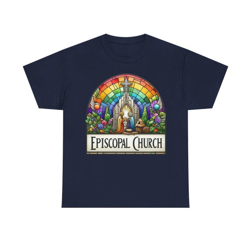 Episcopal Church Stained Glass | Vintage Rainbow Cathedral Window Graphic T-Shirt