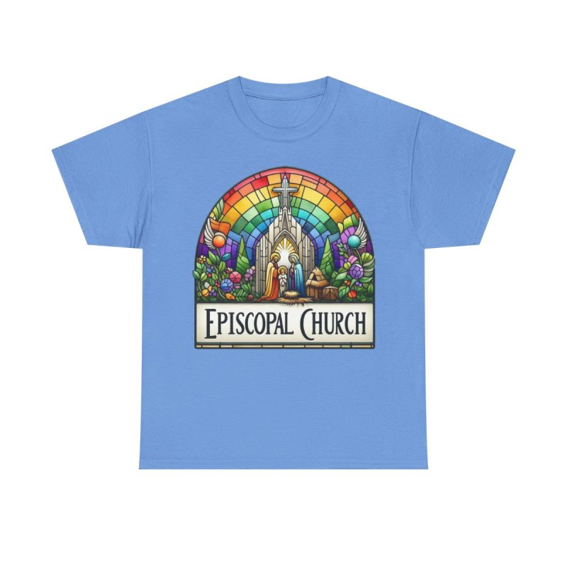 Episcopal Church Stained Glass | Vintage Rainbow Cathedral Window Graphic T-Shirt