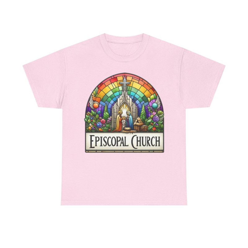 Episcopal Church Stained Glass | Vintage Rainbow Cathedral Window Graphic T-Shirt