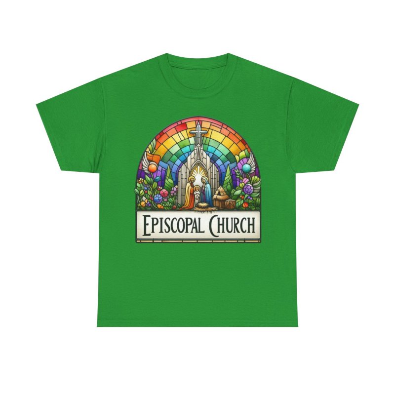 Episcopal Church Stained Glass | Vintage Rainbow Cathedral Window Graphic T-Shirt