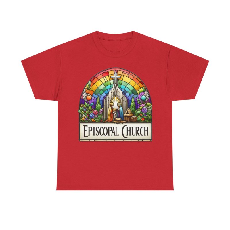 Episcopal Church Stained Glass | Vintage Rainbow Cathedral Window Graphic T-Shirt