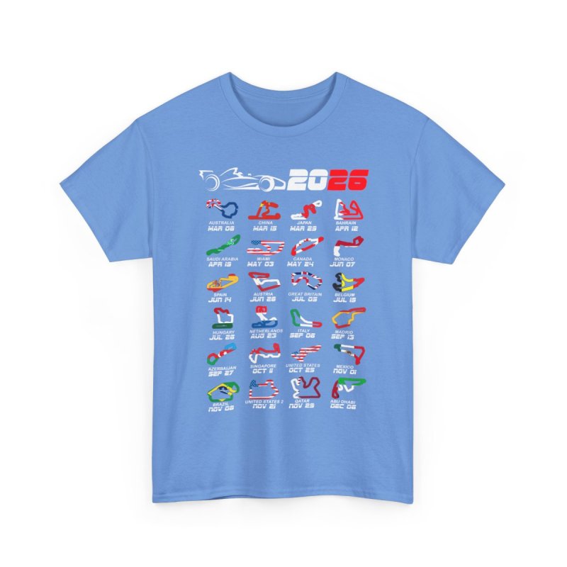 Formula 1 2026 Calendar T-Shirt | Global Racing Circuits Map Graphic Tee | 2026 Grand Prix Schedule Shirt