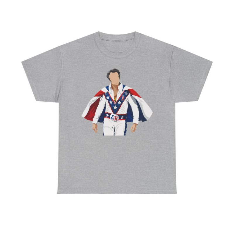 Vintage Stuntman Portrait Graphic Tee | Star-Spangled Cape & Jumpsuit Shirt