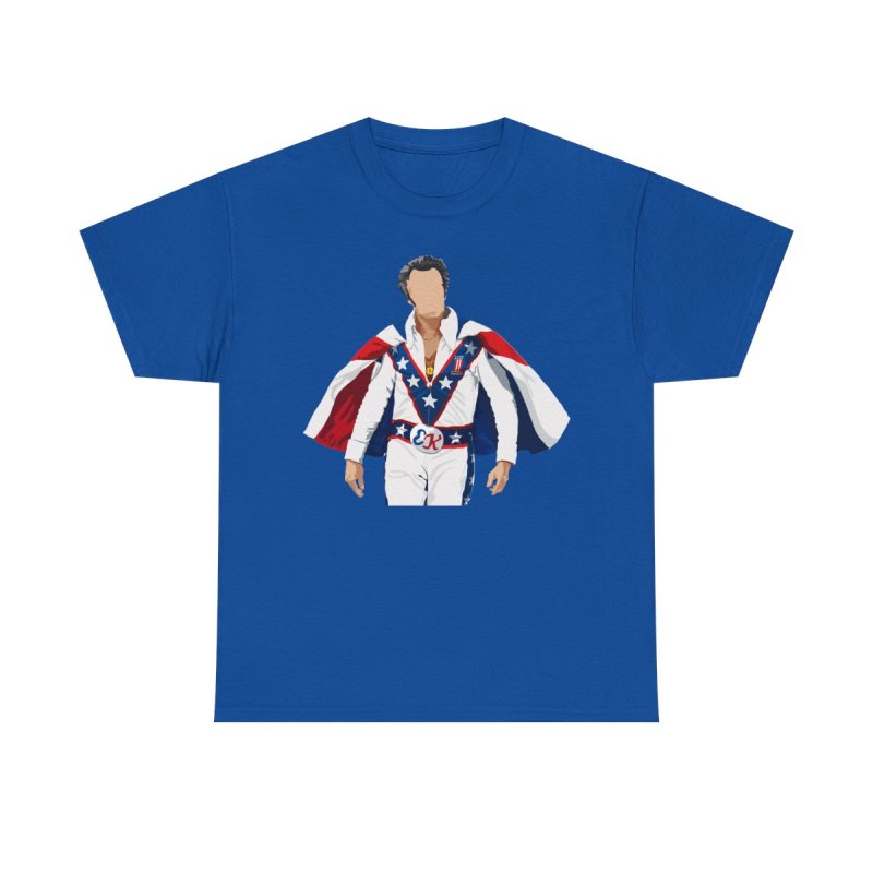 Vintage Stuntman Portrait Graphic Tee | Star-Spangled Cape & Jumpsuit Shirt