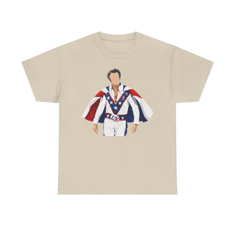 Vintage Stuntman Portrait Graphic Tee | Star-Spangled Cape & Jumpsuit Shirt