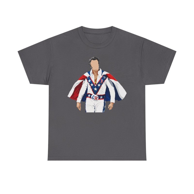 Vintage Stuntman Portrait Graphic Tee | Star-Spangled Cape & Jumpsuit Shirt