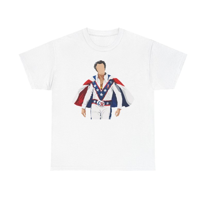 Vintage Stuntman Portrait Graphic Tee | Star-Spangled Cape & Jumpsuit Shirt