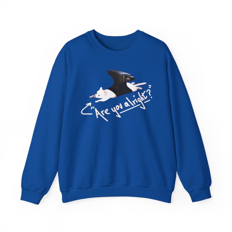 Are You Alright Lovejoy Cat Pullover Sweatshirt | Retro Indie Rock Band Crewneck