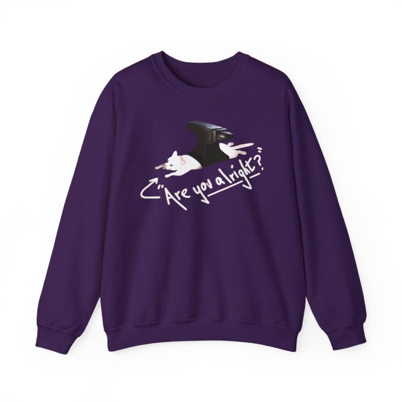 Are You Alright Lovejoy Cat Pullover Sweatshirt | Retro Indie Rock Band Crewneck