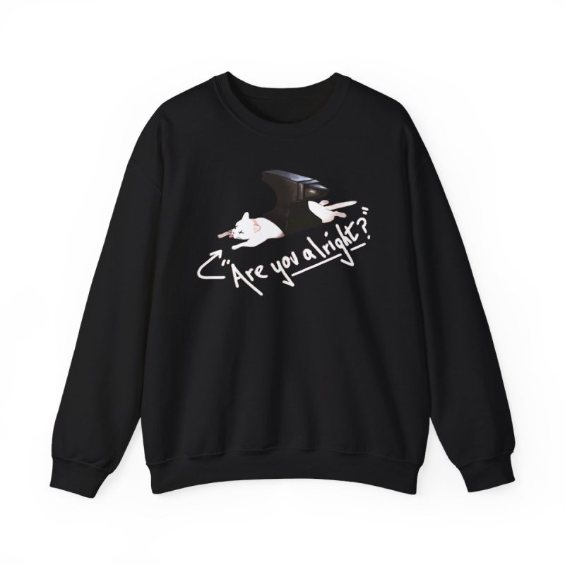Are You Alright Lovejoy Cat Pullover Sweatshirt | Retro Indie Rock Band Crewneck