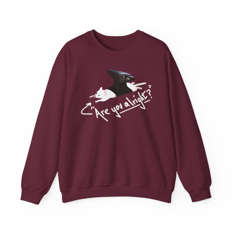 Are You Alright Lovejoy Cat Pullover Sweatshirt | Retro Indie Rock Band Crewneck