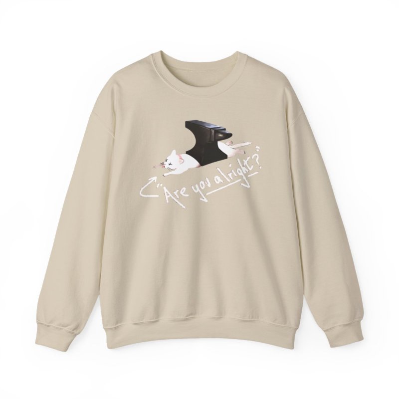 Are You Alright Lovejoy Cat Pullover Sweatshirt | Retro Indie Rock Band Crewneck