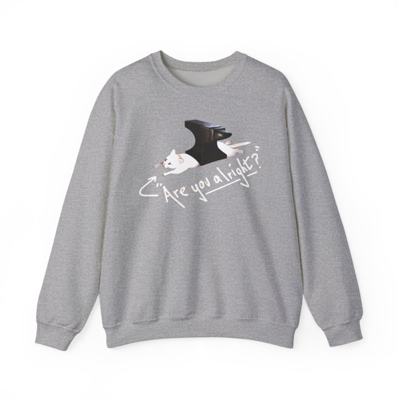 Are You Alright Lovejoy Cat Pullover Sweatshirt | Retro Indie Rock Band Crewneck