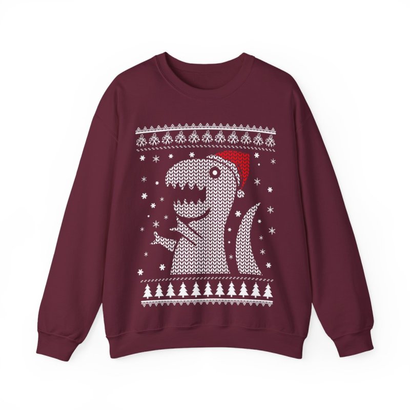 Dino Ugly Christmas Sweatshirt | Funny T-Rex Holiday Crewneck