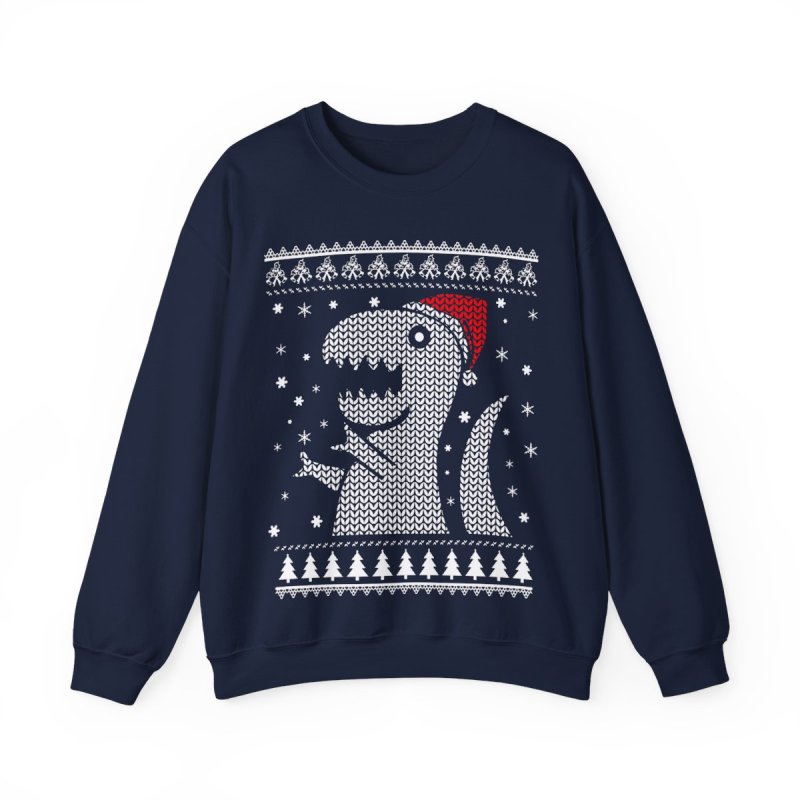 Dino Ugly Christmas Sweatshirt | Funny T-Rex Holiday Crewneck