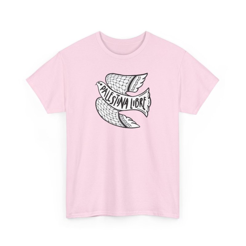Palestina Libre T-Shirt | Dove of Peace with Keffiyeh Pattern Wings Graphic Tee