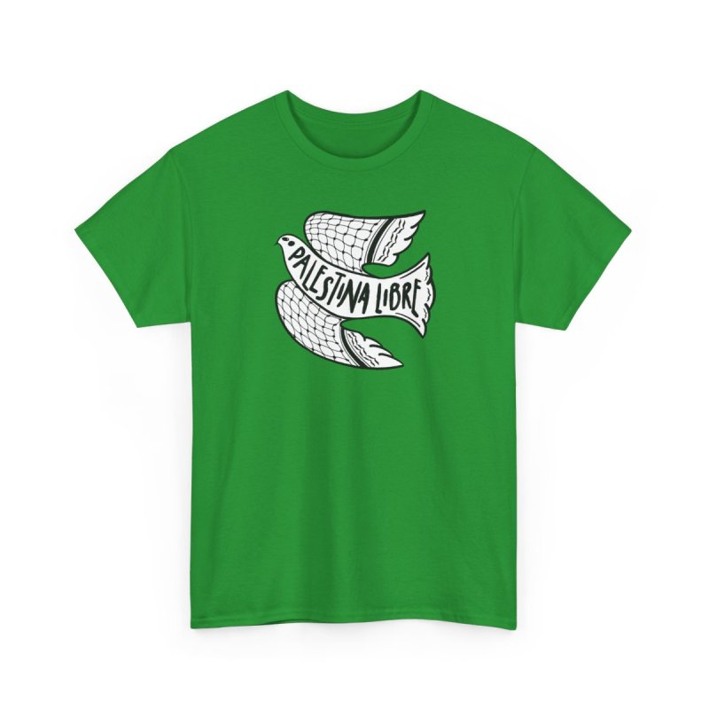 Palestina Libre T-Shirt | Dove of Peace with Keffiyeh Pattern Wings Graphic Tee