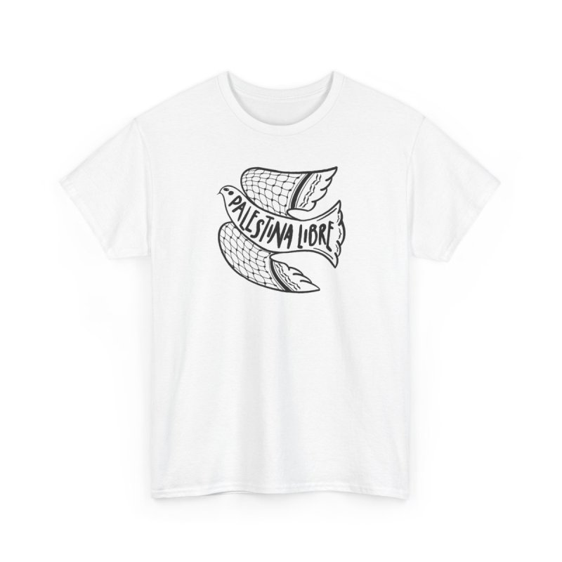 Palestina Libre T-Shirt | Dove of Peace with Keffiyeh Pattern Wings Graphic Tee