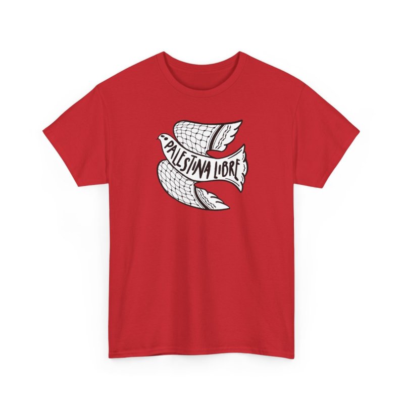 Palestina Libre T-Shirt | Dove of Peace with Keffiyeh Pattern Wings Graphic Tee