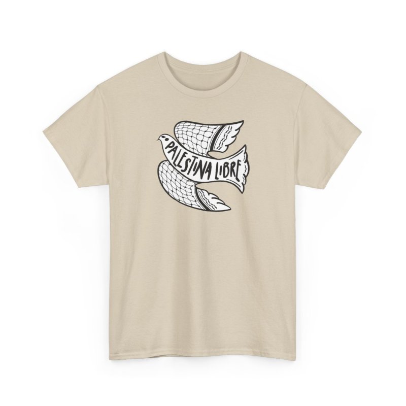 Palestina Libre T-Shirt | Dove of Peace with Keffiyeh Pattern Wings Graphic Tee