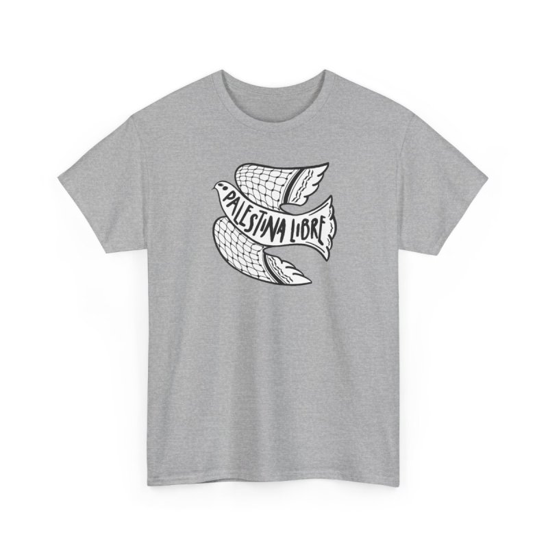Palestina Libre T-Shirt | Dove of Peace with Keffiyeh Pattern Wings Graphic Tee