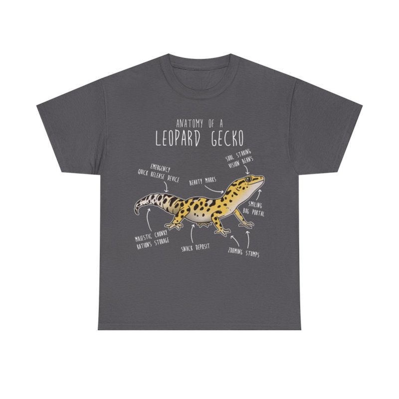 Leopard Gecko Anatomy T-Shirt | Reptile Biology Diagram Unisex Heavy Cotton Tee