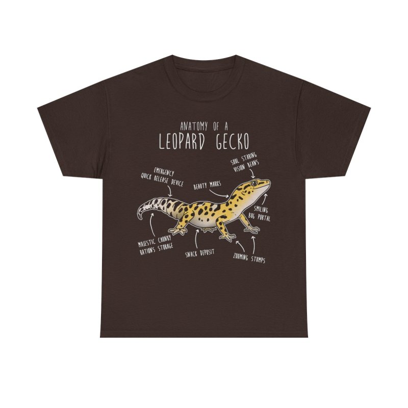 Leopard Gecko Anatomy T-Shirt | Reptile Biology Diagram Unisex Heavy Cotton Tee