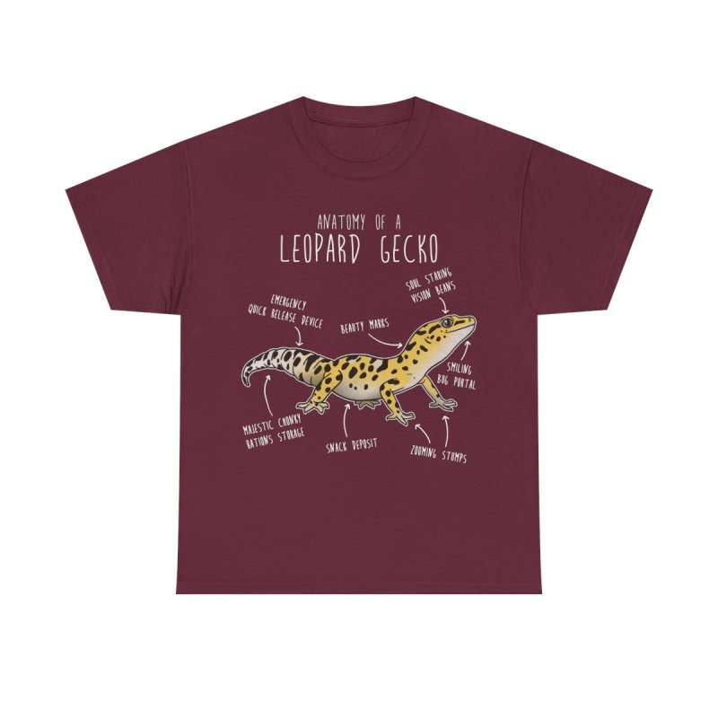 Leopard Gecko Anatomy T-Shirt | Reptile Biology Diagram Unisex Heavy Cotton Tee