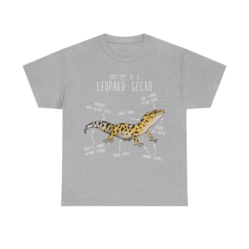 Leopard Gecko Anatomy T-Shirt | Reptile Biology Diagram Unisex Heavy Cotton Tee