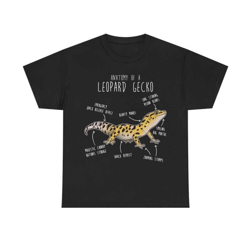 Leopard Gecko Anatomy T-Shirt | Reptile Biology Diagram Unisex Heavy Cotton Tee